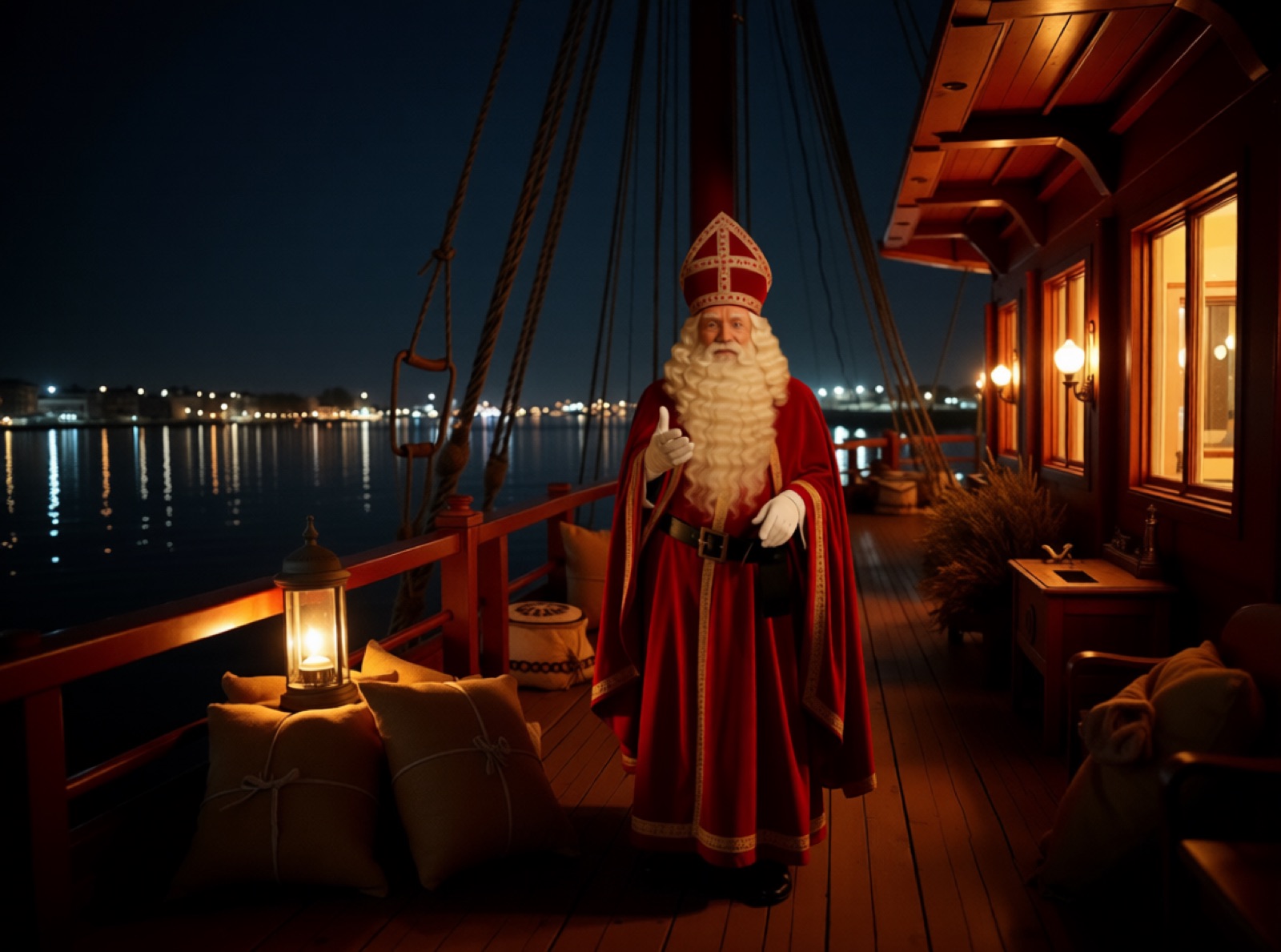 De Sint betrapt op de stoomboot